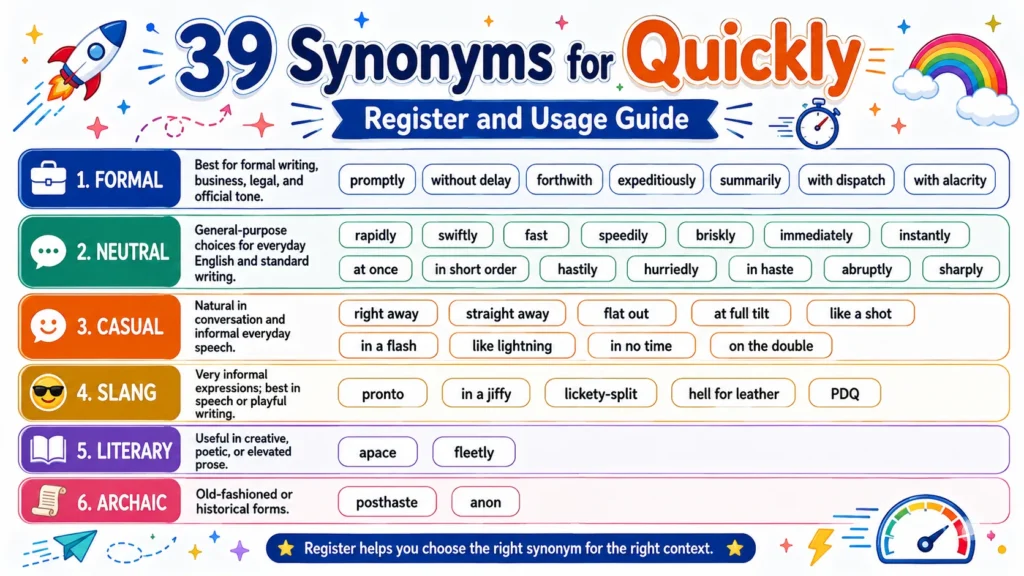 39 Synonyms for Quickly (Register and Usage Guide)