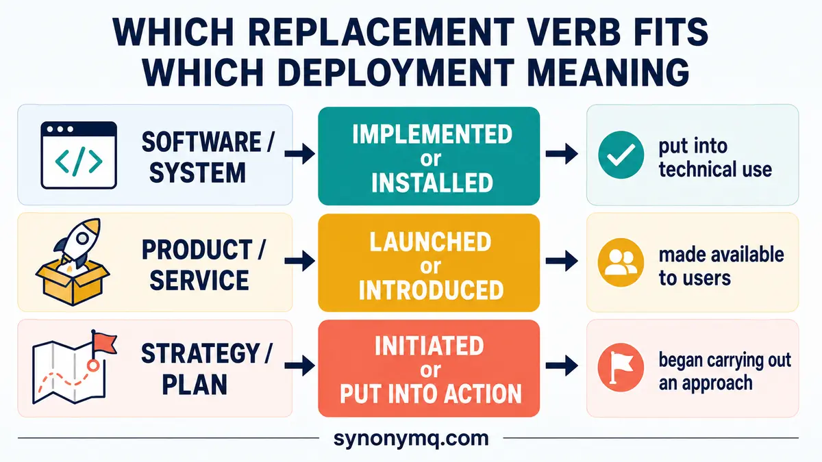 Decision flowchart from what did you actually do to the best replacement verb for each of the three meanings