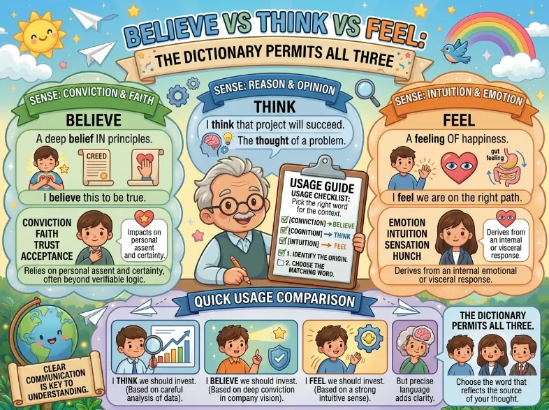 Believe vs Think vs Feel The Dictionary Permits All Three
