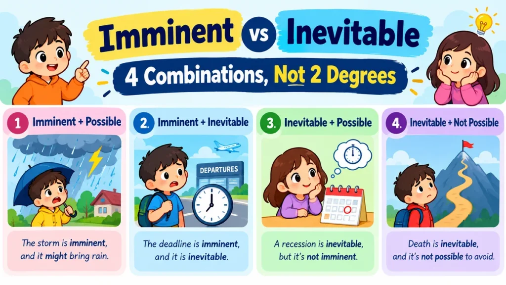 Imminent vs Inevitable 4 Combinations, Not 2 Degrees