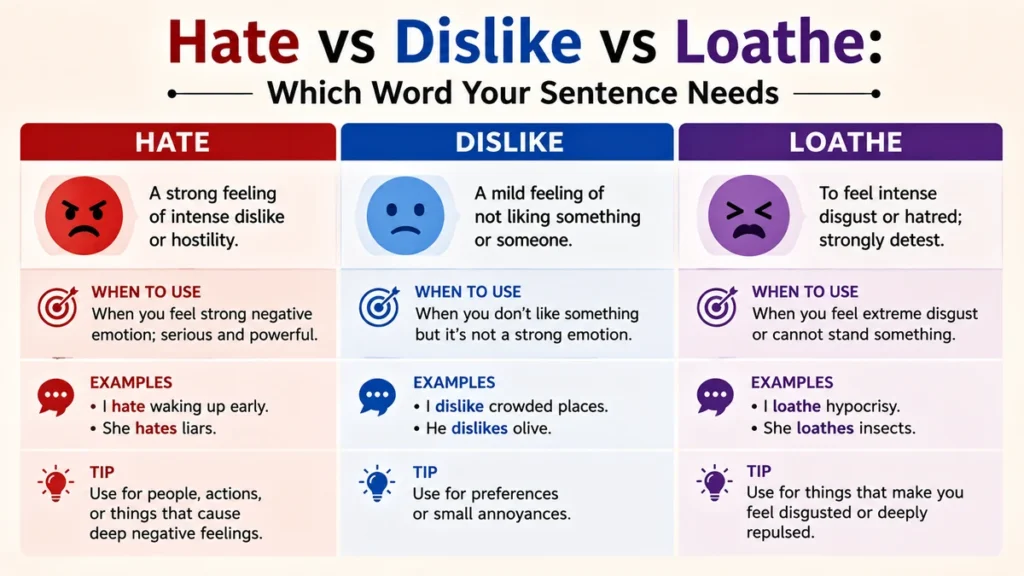 hate vs dislike vs loathe