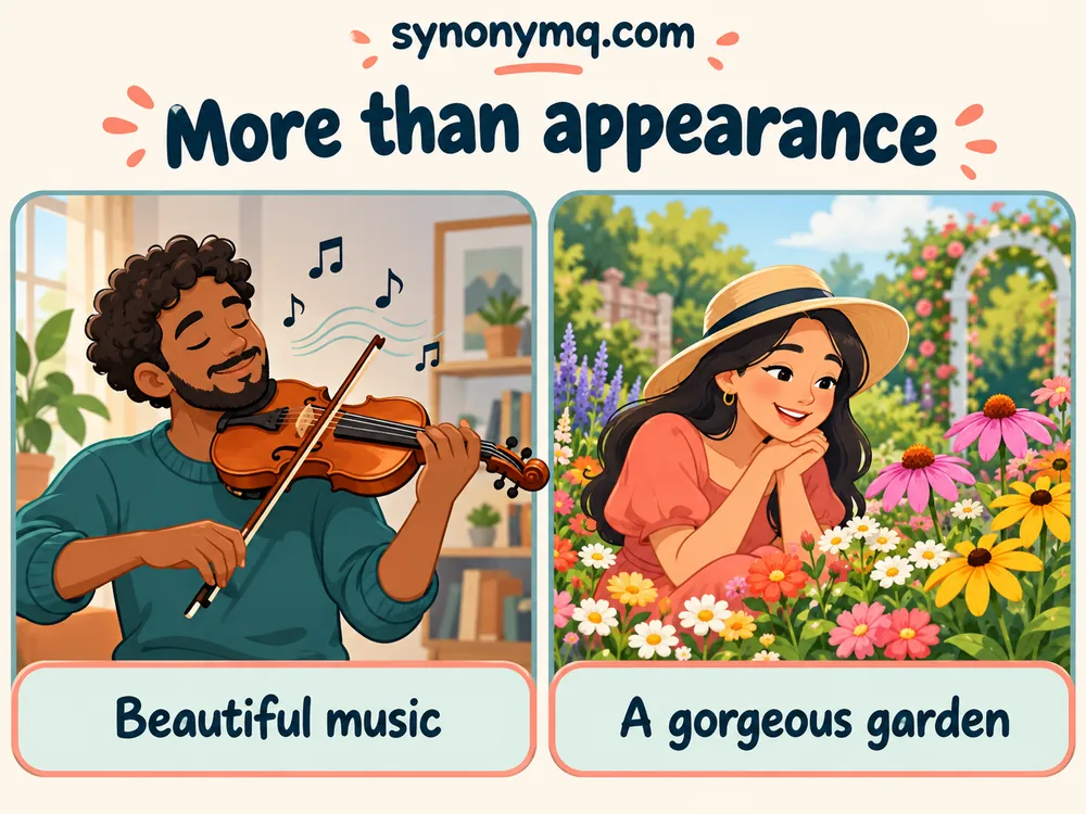 A violinist plays beautiful music beside a woman admiring a gorgeous flower garden