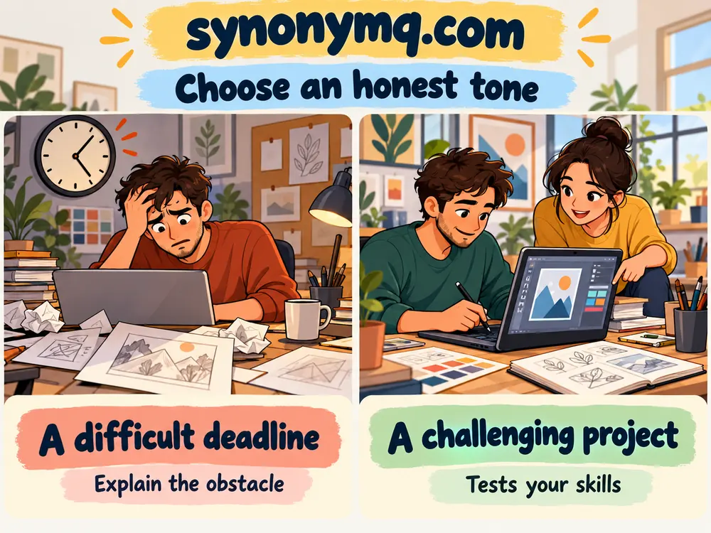 Coworkers compare a difficult deadline with a challenging project