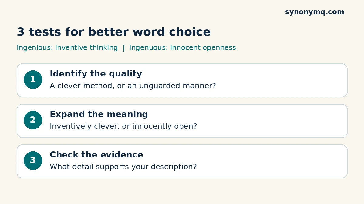 Three word-choice tests: identify the quality, expand the meaning, and check the evidence