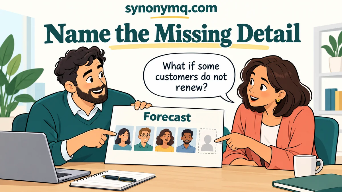 Cartoon colleagues discussing a forecast that assumes every customer will renew